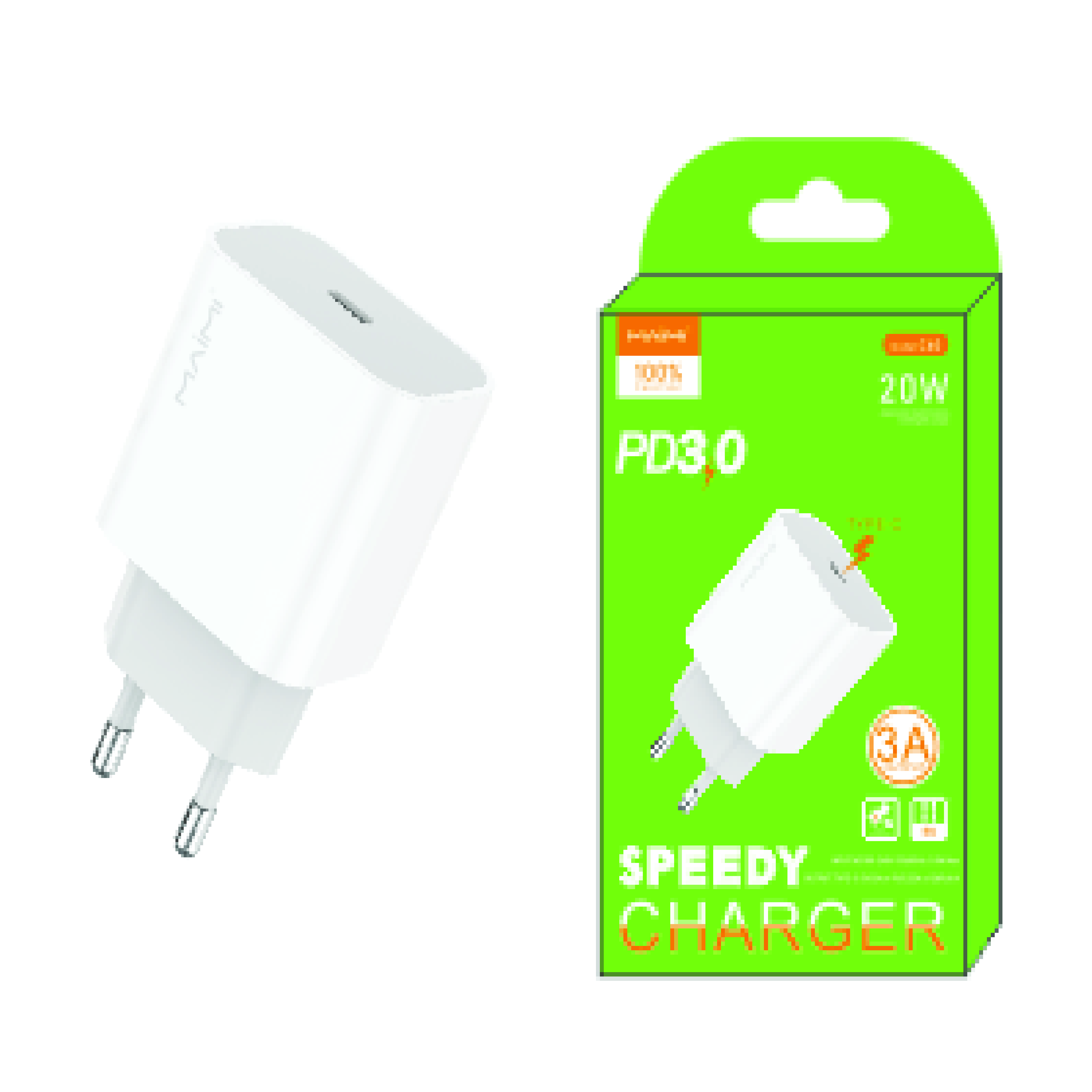 SMART CHARGER ADAPTOR MAIMI C60-20W-QC3.0-SINGLE USB-WHITE ORIGINAL